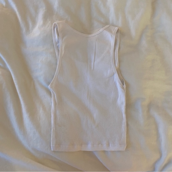 White Los Angeles Apparel (American Apparel) ribbed crop tank top - Picture 2 of 3